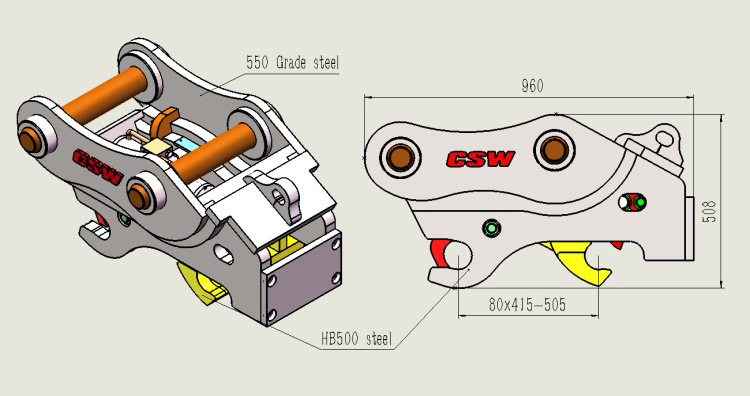 Quick Hitch Excavator Mechanical Quick Hitch Coupler