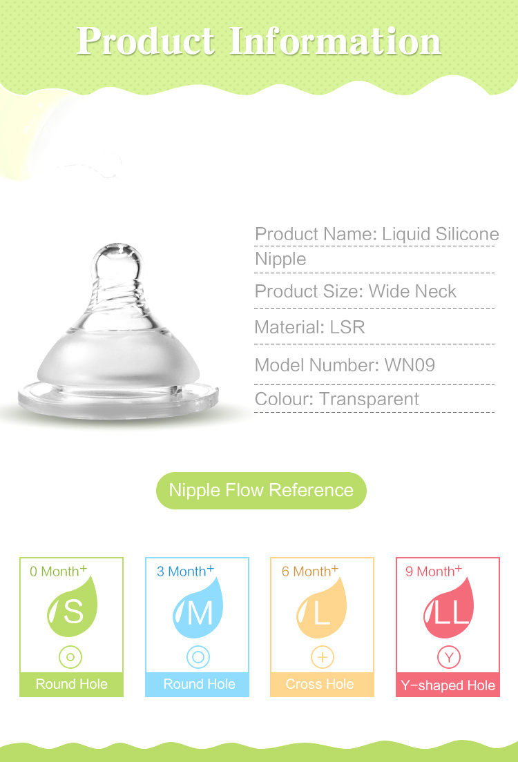 Wide-Neck Silicone Nipple/Bottle Nipple/Baby Pacifier Nipple