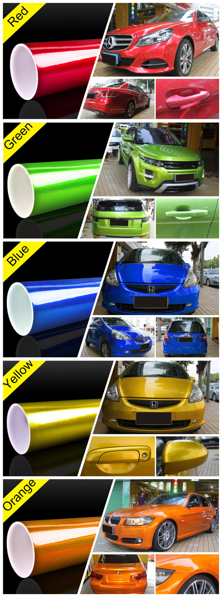 Anolly Factory Glossy Metallic Car Stickers Wrap Vinyl