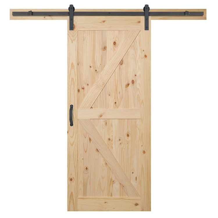 K-Frame Unfinished Sliding Pine Barn Door with Hardware