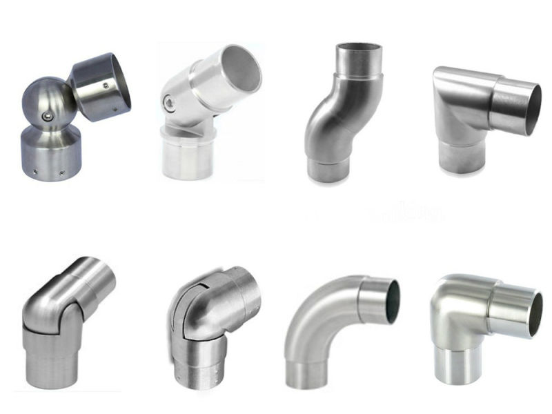 Stainless Steel 2 Ends Glass Handrail Connector Pipe Fitting