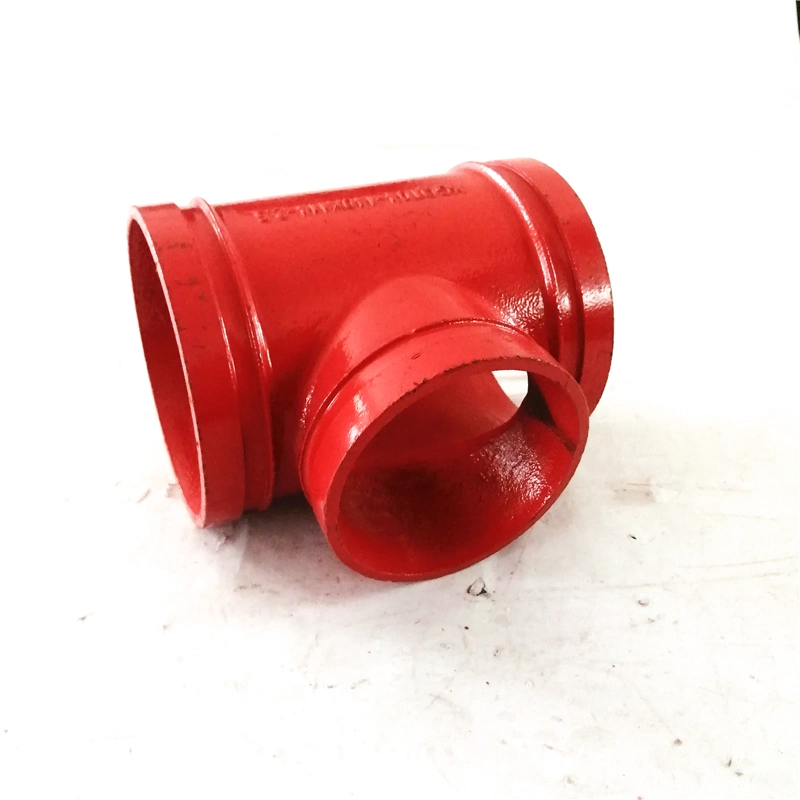 UL FM ISO Standard Ductile Iron Casting Grooved Pipe Fittings Grooved Tee Pipe Connector