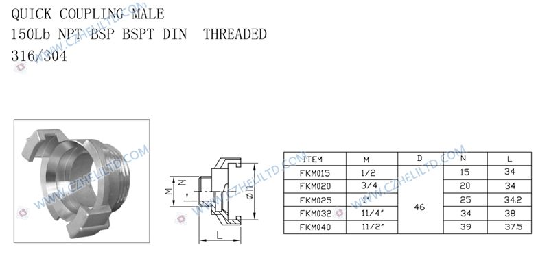 Stainless Steel Quick Coupling Male