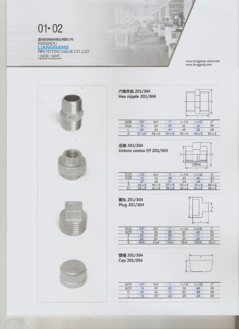 1/2" Stainless Steel Pipe Fitting Thread Screw Hex Nipple
