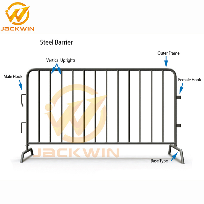 Hot Dipped Galvanized Customized Metal Concrete Road Pedestrian Barrier