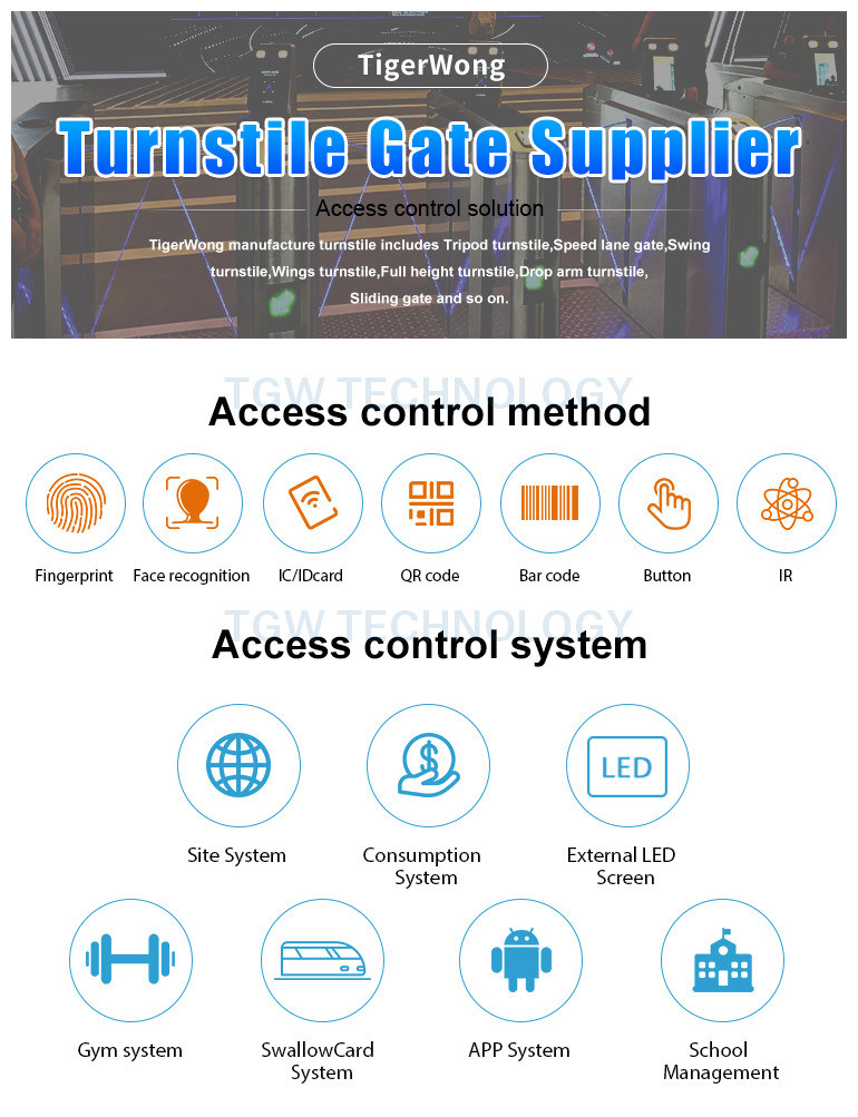 Hot Selling Access Control Turnstile Speed Gate Swing Gate