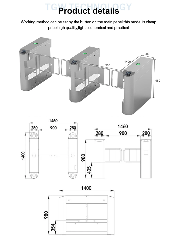 Subway Stainless Steel Access Control Turnstile Access Control Swing Barrier Turnstile