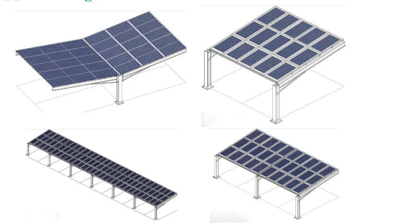 Anodized Aluminum 1kw Solar Carport Mounting System for Solar Car Parking
