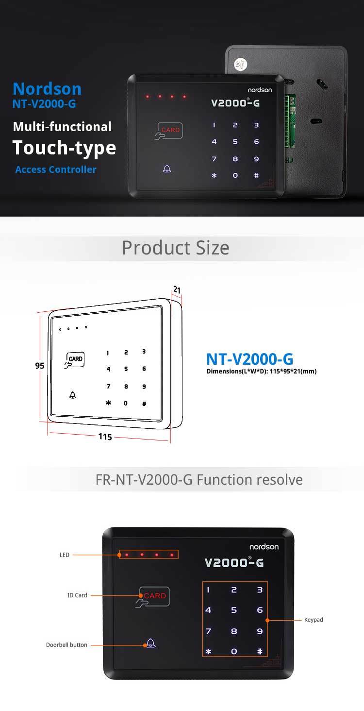 Nt-V2000-G Touch-Screen RFID Single Door Access Control