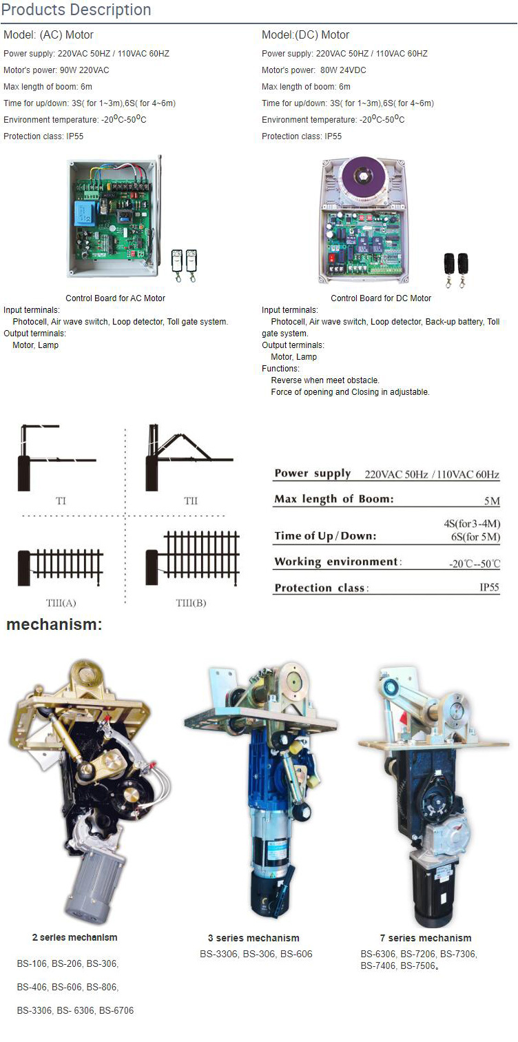 Automatic Road Traffic Barrier Gate BS-406 Baisheng Barrier Parking System