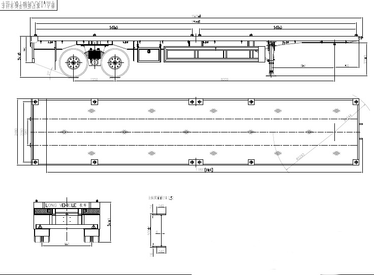12.5m 40feet 20feet Flat Bed Container Chassis Trailer / Truck Semitrailer (40T 50T 60T)
