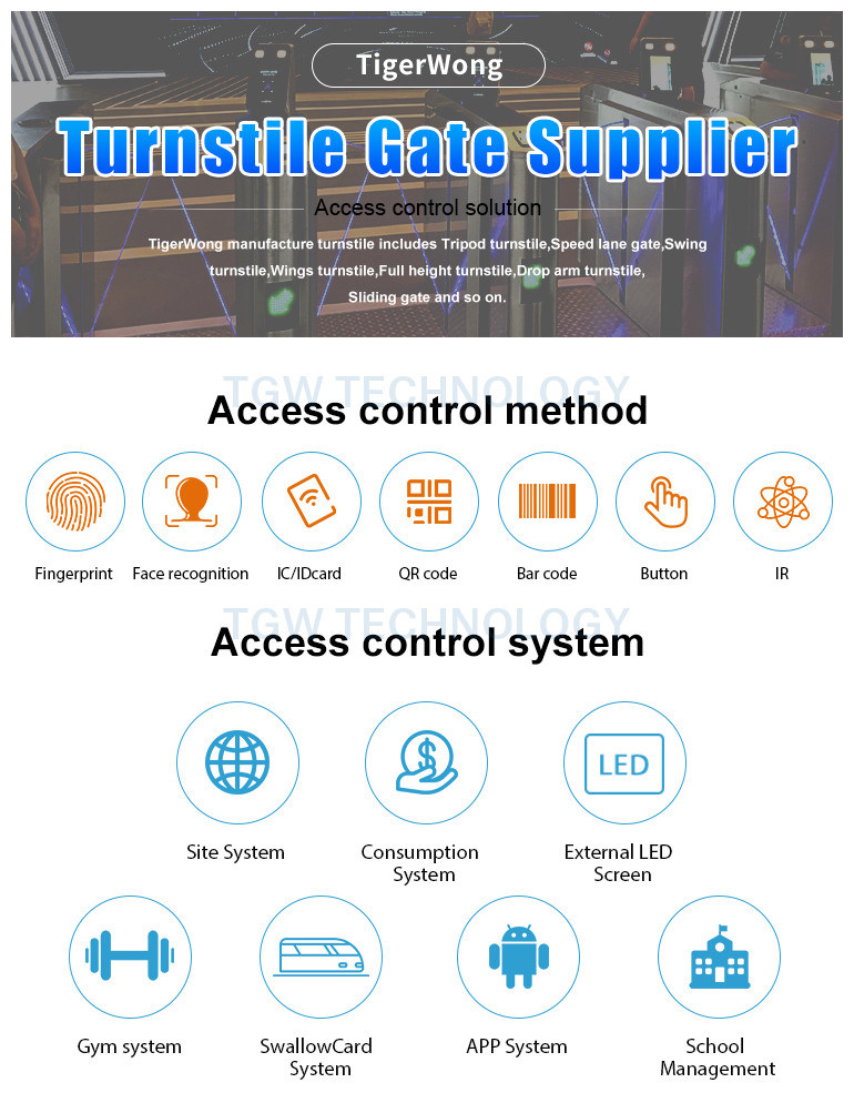 Safety Access Control Flap Barrier Turnstile Gate for Gym