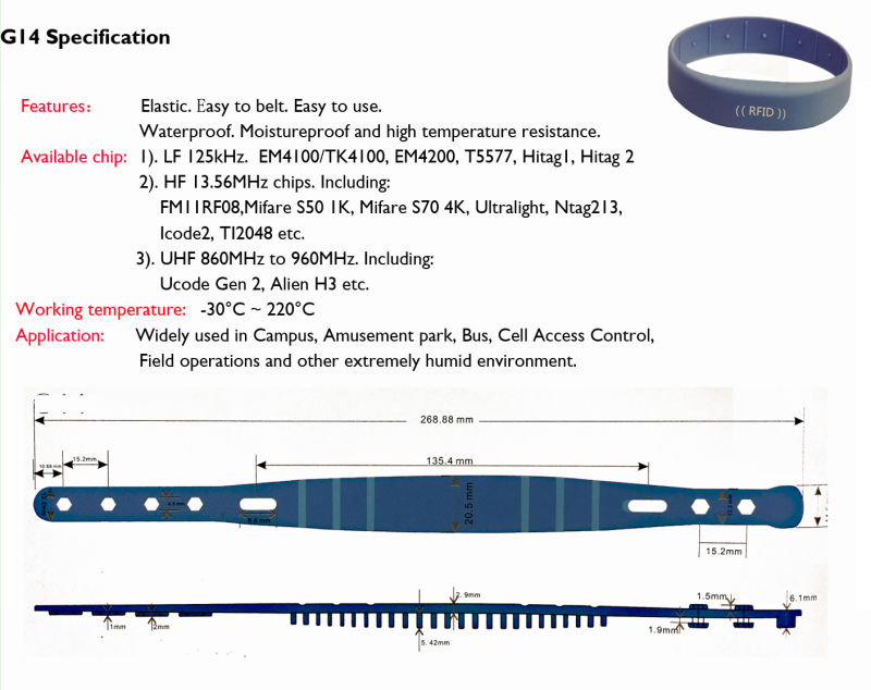 RFID Silicone Wristband (Bracelet) Used for Access Control (G14)