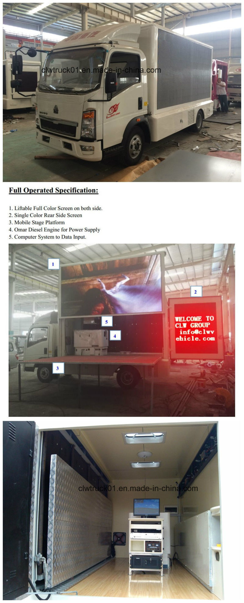 Outdoor Performance Stage Advertising HOWO Mobile LED Truck