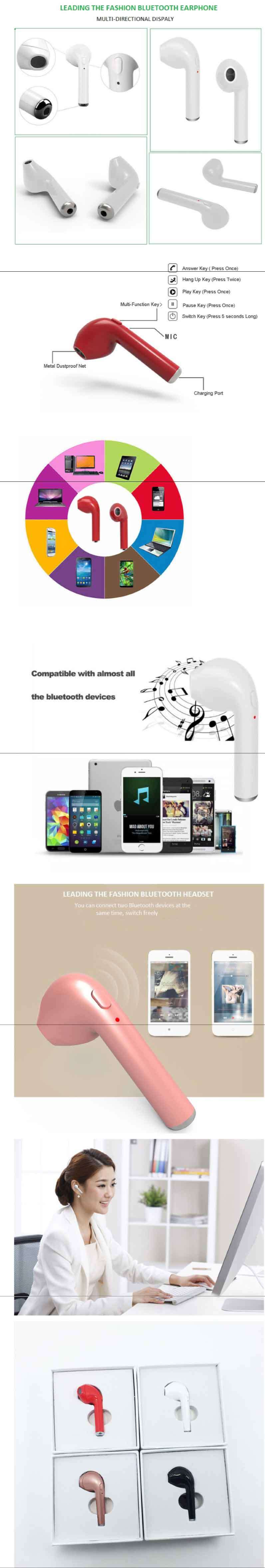 iPhone 7 Bluetooth Wireless Headset in-Ear Earphone Headphone