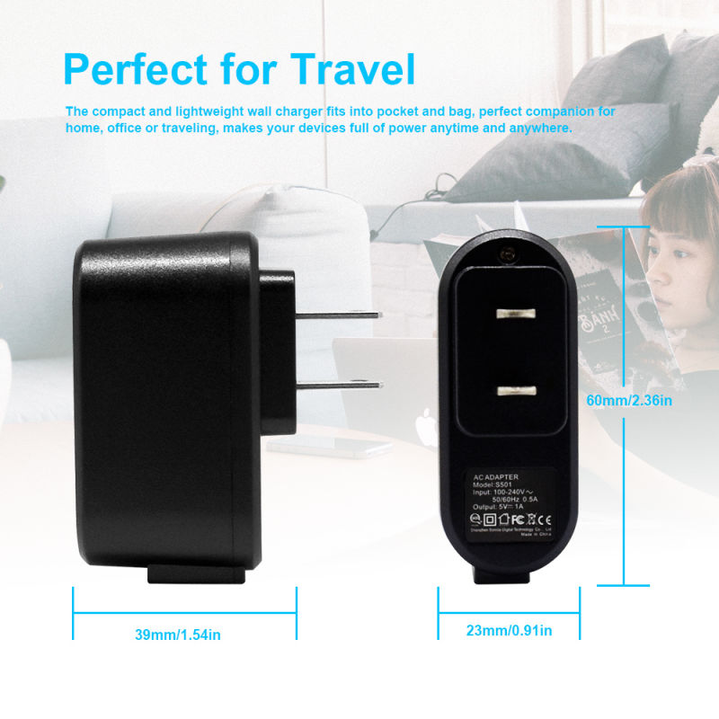 UL Certificated Portable Phone Charger with Wall Plug