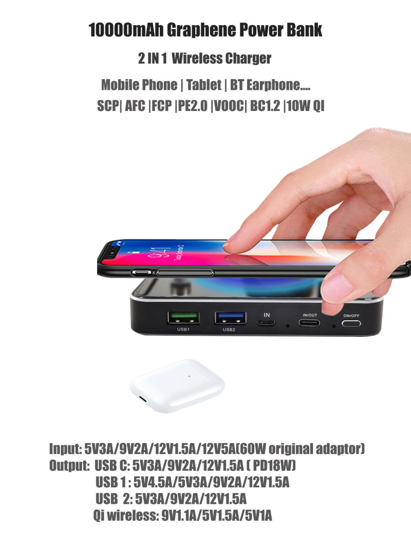 Phone Accessories Mobile Charger Wireless Power Bank 10000mAh
