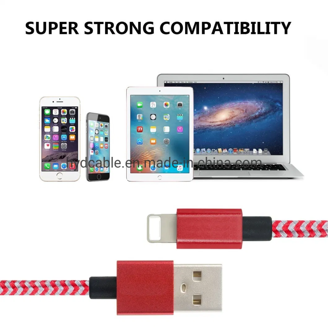Braided Nylon Fast Charging Lightning USB Cable for iPhone X and iPad