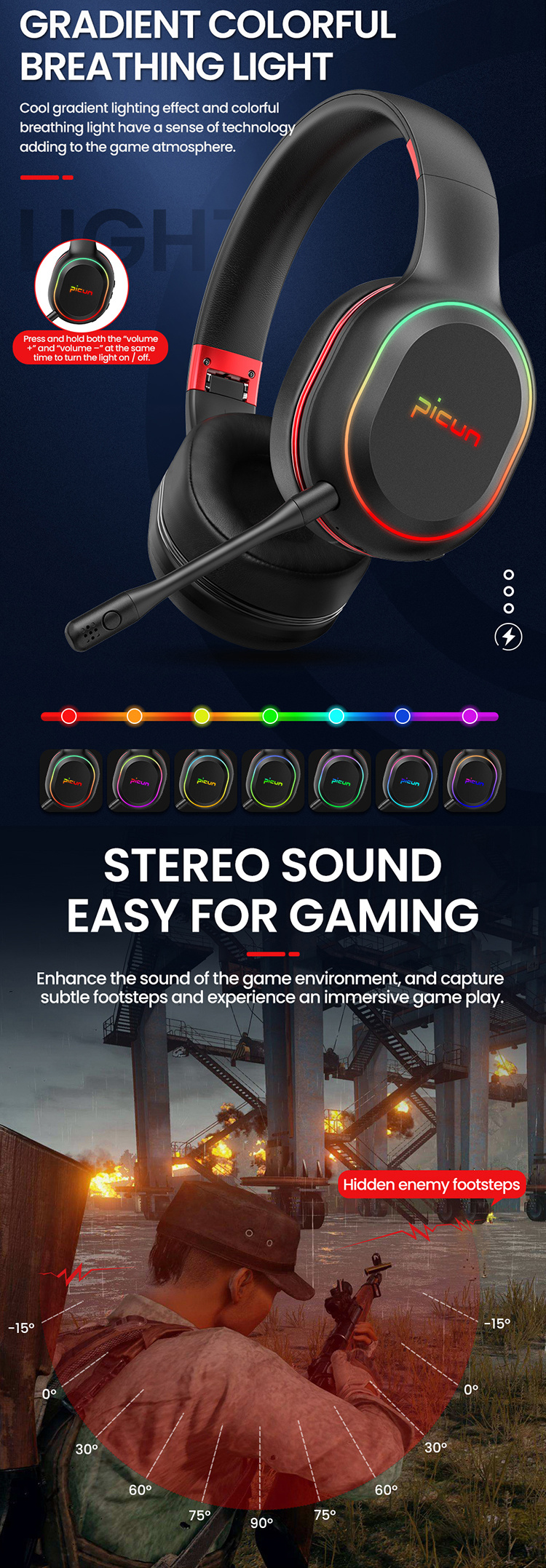 Black Mobile Phone Headset Gaming Wireless Headset