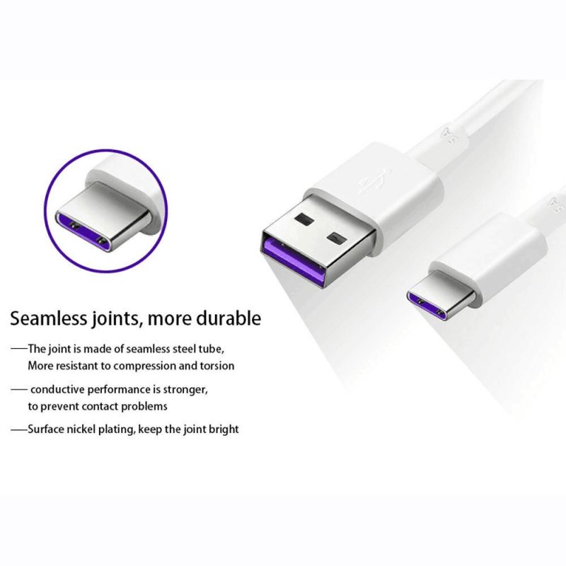 1m 5A TPE Super Fast-Charging Type C to USB Data Cable