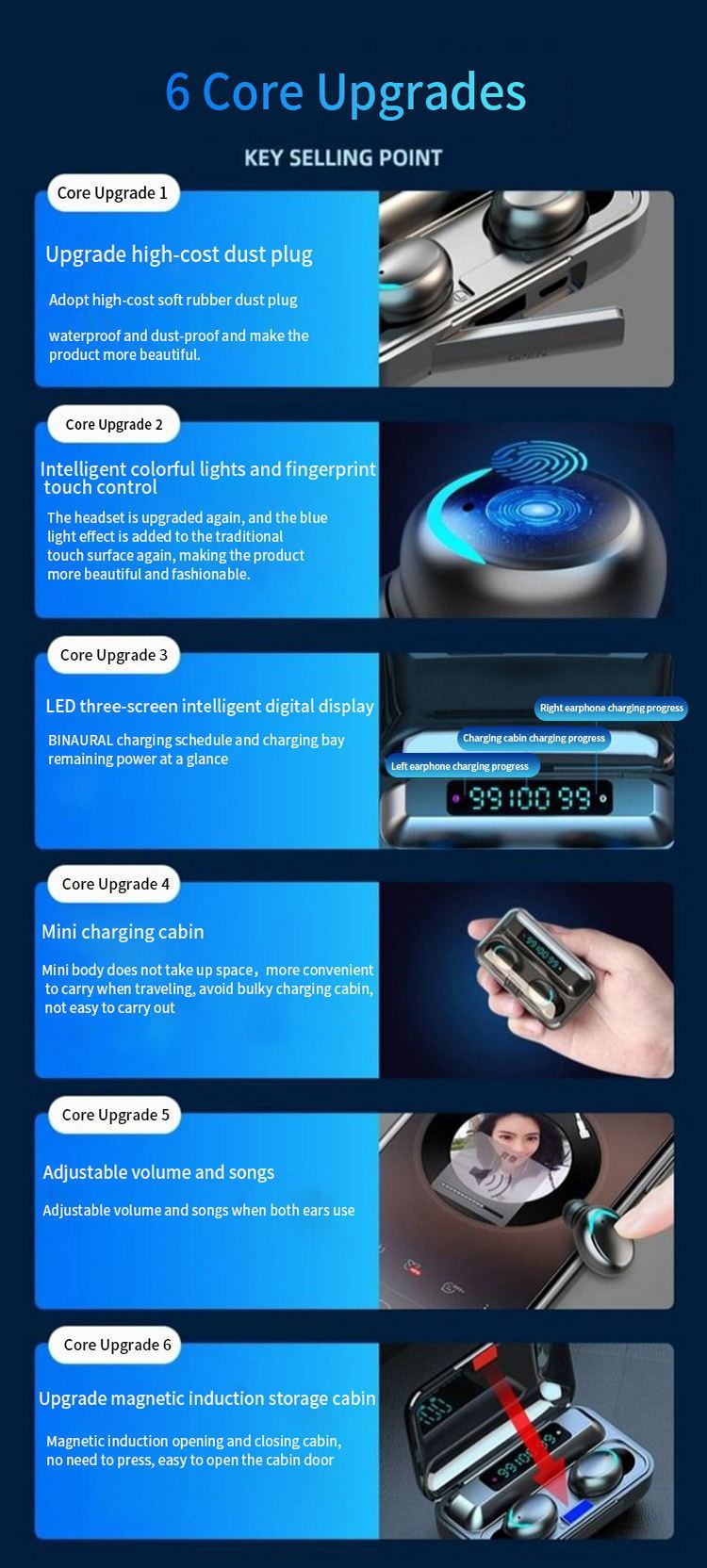 2020 Newest Tws Headphones True Wireless Earbuds Gaming Blue Tooth 5.0 Earphone