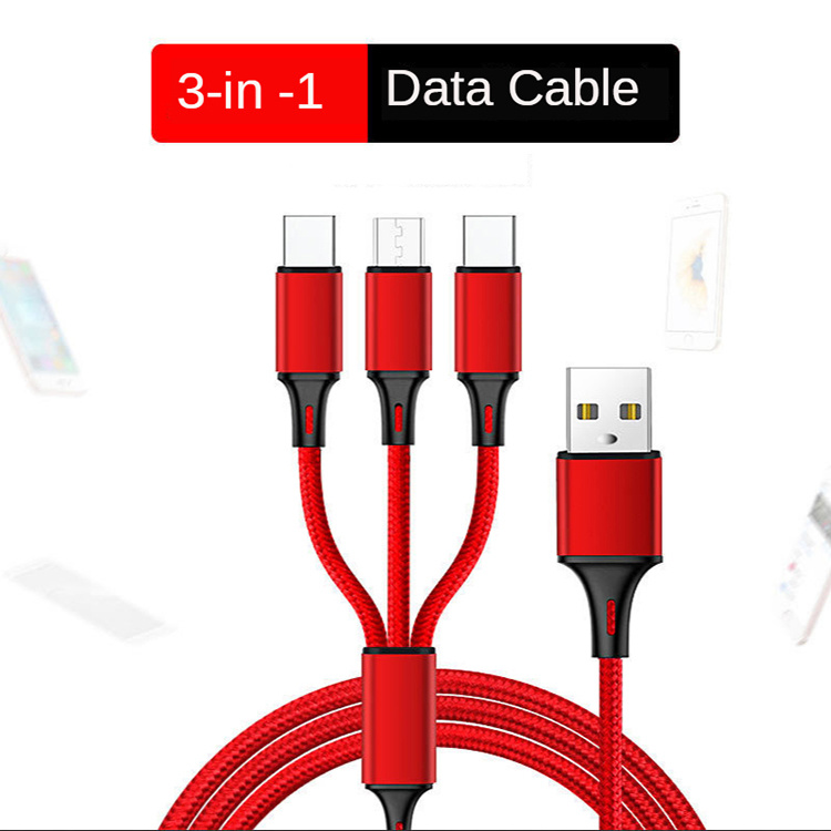 Fast Charging Micro Type-C USB Charger Cable 3 in 1 USB Cable