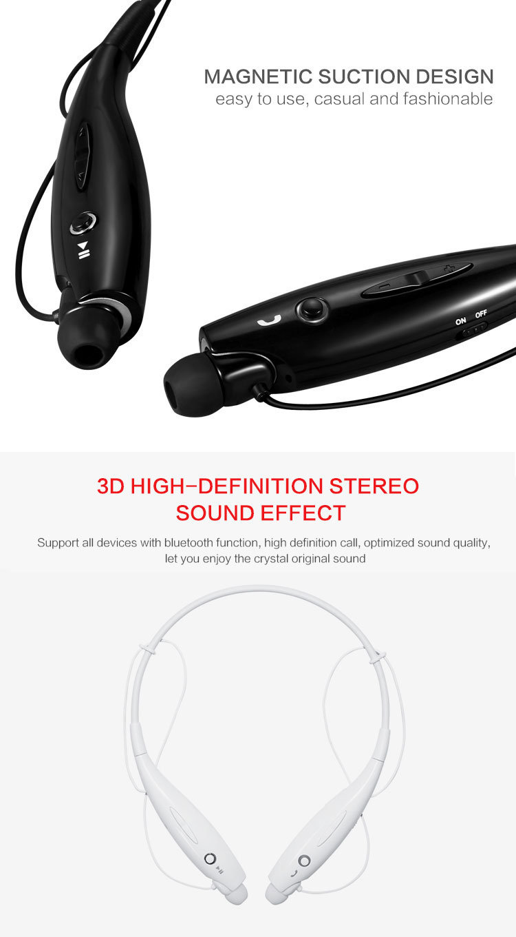 Deep Bass Handsfree Earphones Neckband Wireless Bluetooth Magnetic Headphones