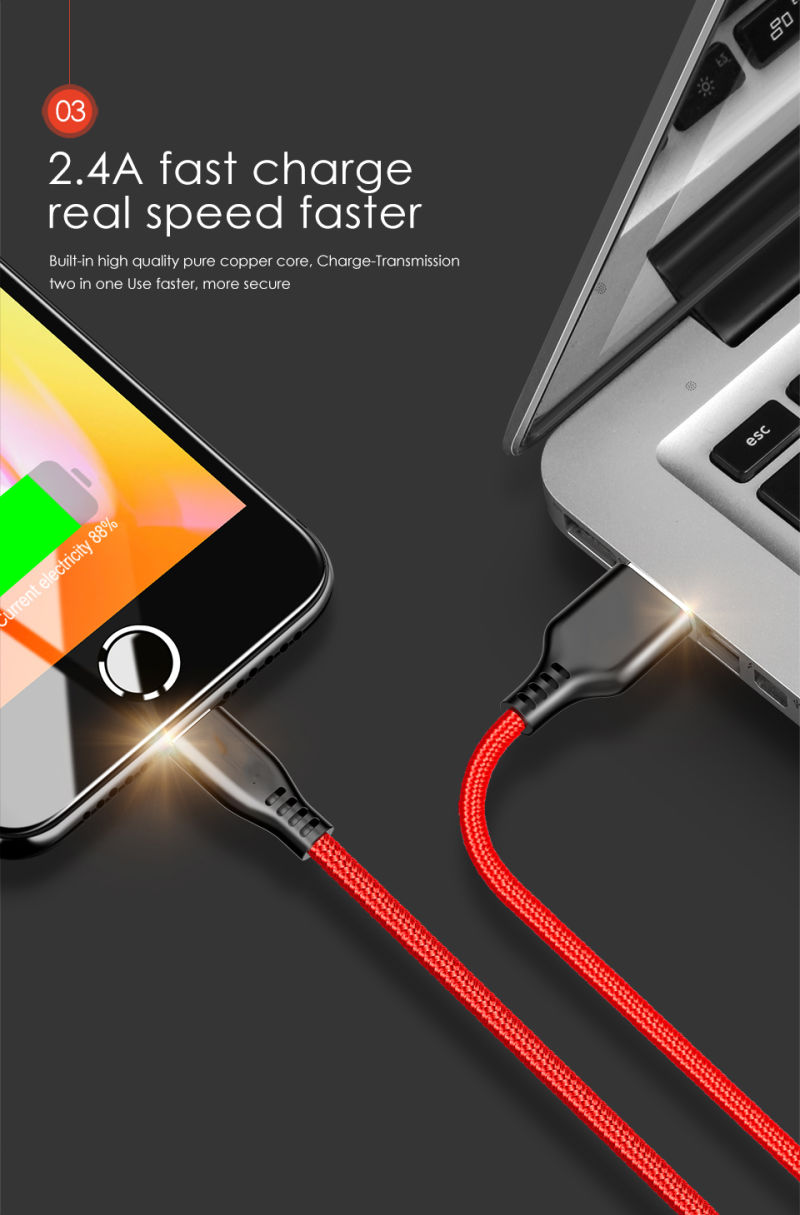 Original iPhone Data Cable Nylon Braided iPhone USB Lightning Cable Fast Charging for iPhone iPad iPod
