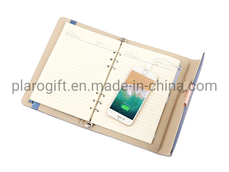 Fingerprint Notebook with Built-in Power Bank and Card Holder