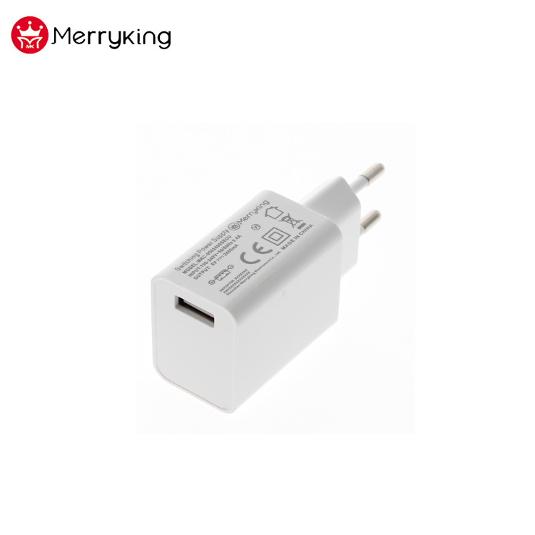 EU Portable USB Charger 5V 2.4A Single USB Port Charge for Mobile Phones