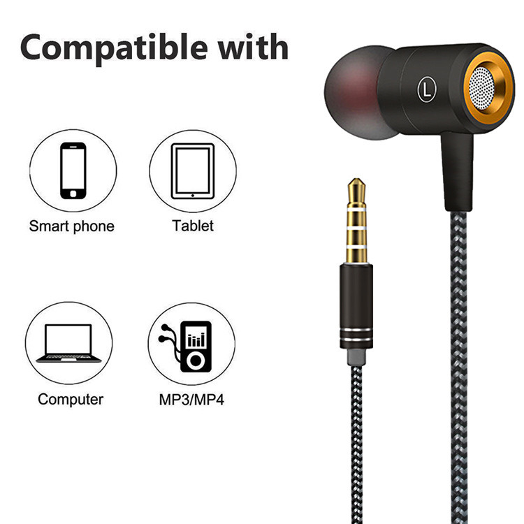 2020 Latest Metal Wired Headset Headphone Earphone with Braided Cable