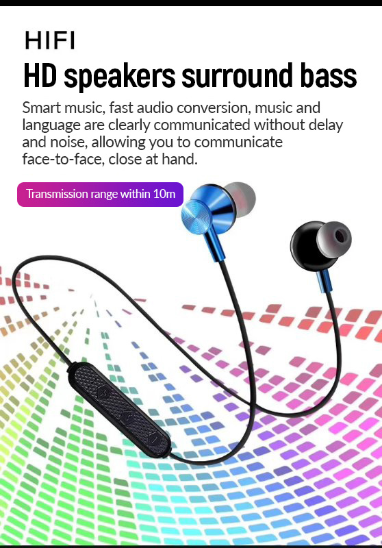 Collar Earphone Wireless Headset Neck Band Mobile Neckband Headphone