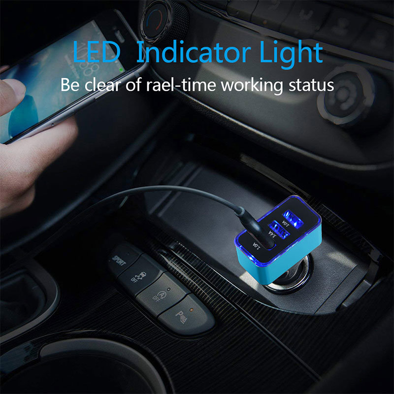 CE RoHS Dual USB LED Display 3.4A Plastic Car Charger