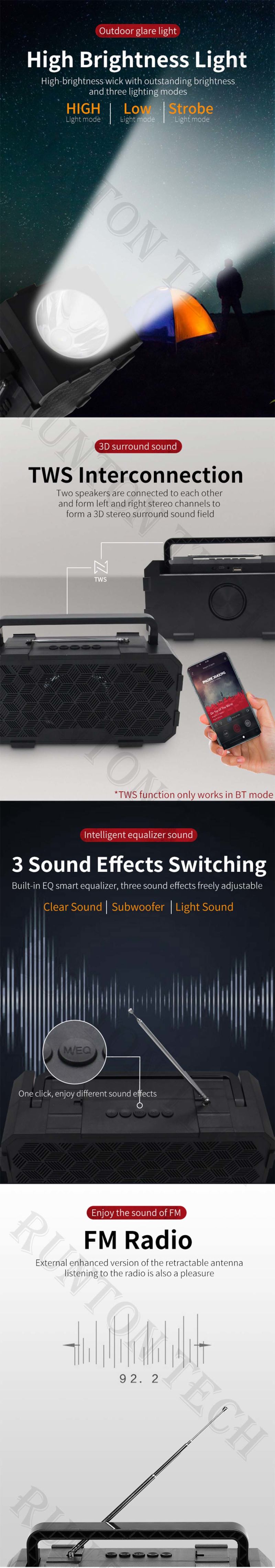 J831 Outdoor Portable Subwoofer Mini Flashlight Bluetooth Wireless Audio Speaker