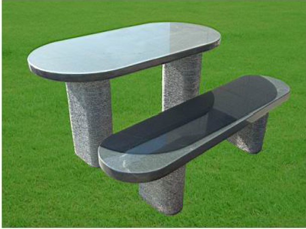 Garden Granite Table and Benches/G603 Grey Granite Table and Benches