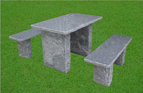 Garden Granite Table and Benches/G603 Grey Granite Table and Benches