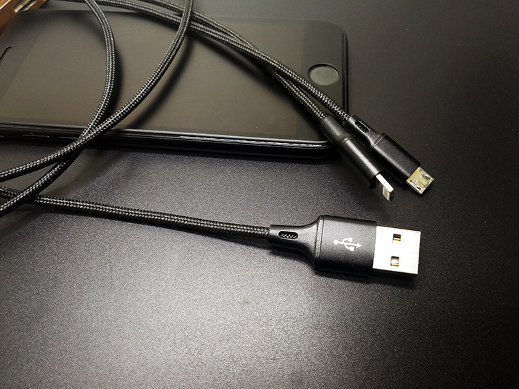 2 in 1 USB Cable, Nylon Braided USB Data Cable