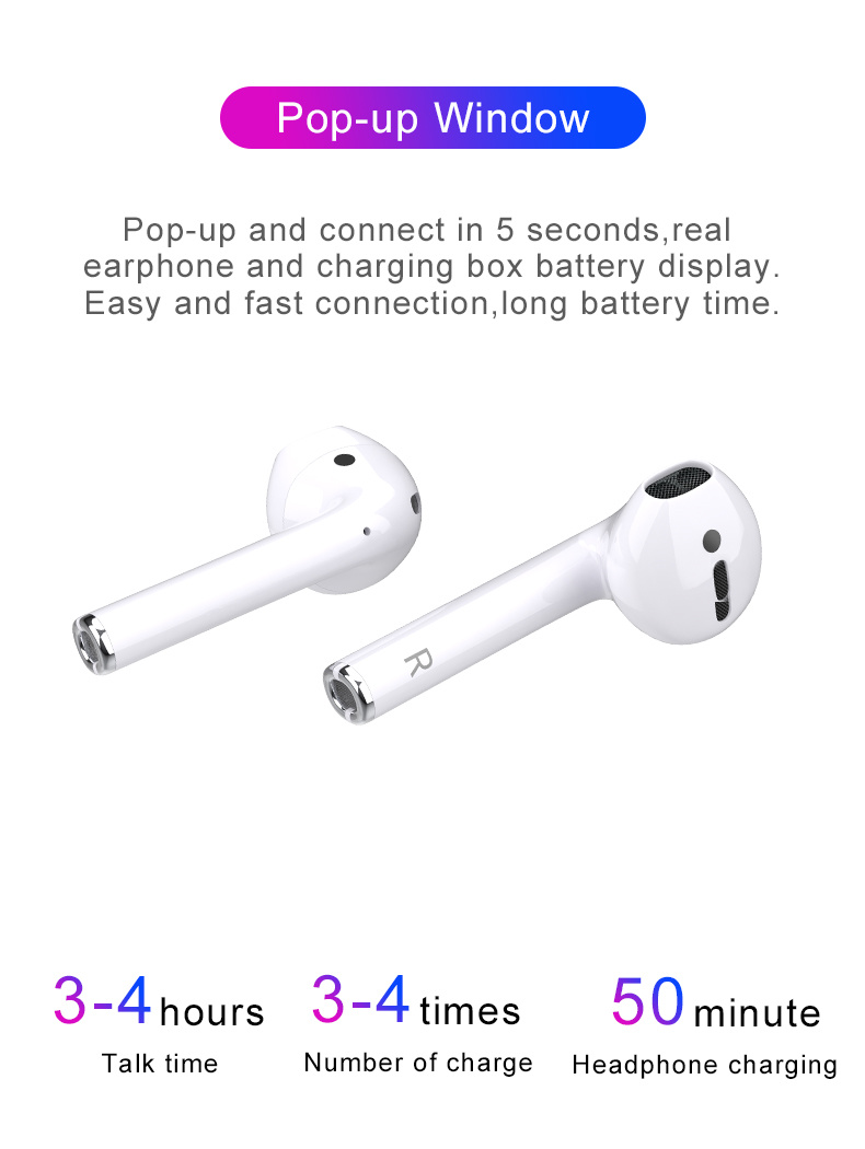 Wireless Charging Tws Earphone Bluetooth Headphones for iPhone Android