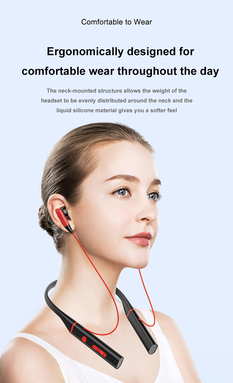 2020 New Portable Neck Hanging Memory Wire Bluetooth Headset Walkman