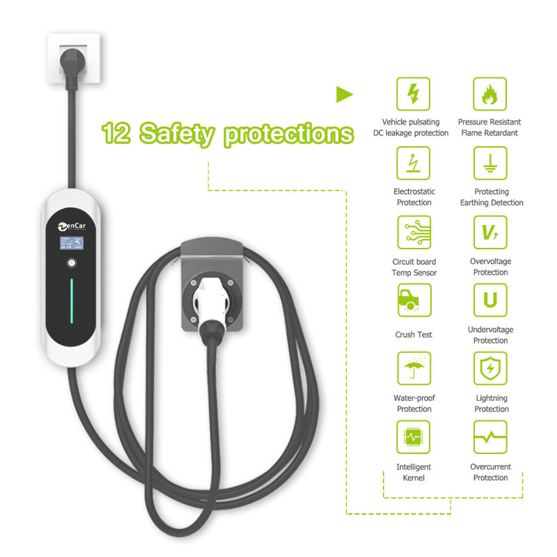 DC 6mA Type B Zencar 16A 3.7kw EV Charger for Electric Car