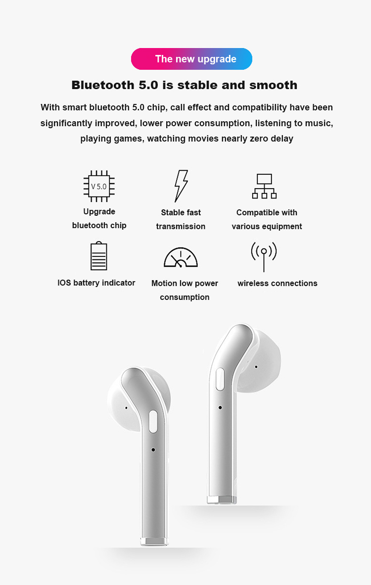 Wireless V5.0 Stereo Headphone Earbud Wireless Wholesale Bluetooths Earphones