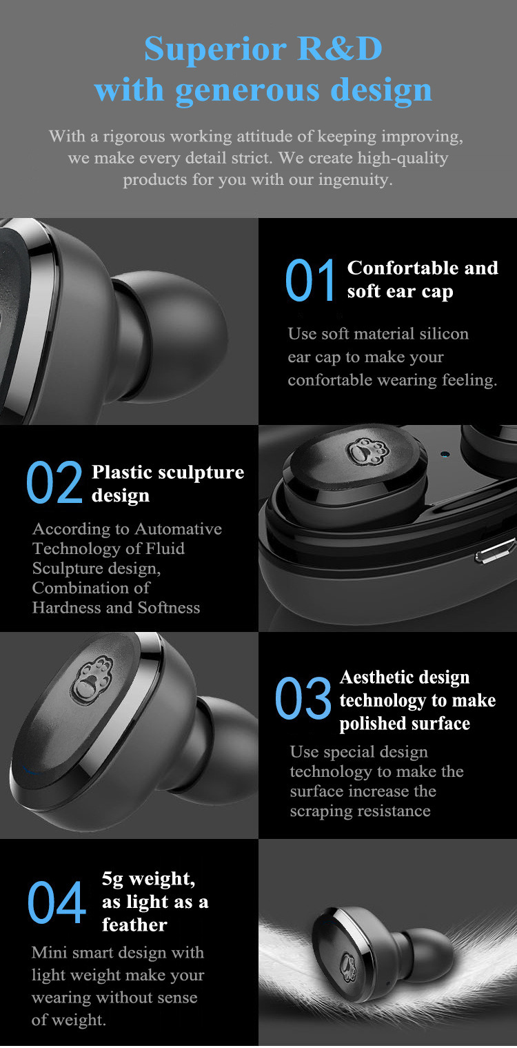Earphone Earbuds Wireless True Stereo Headset Tws Bluetooth Headphones