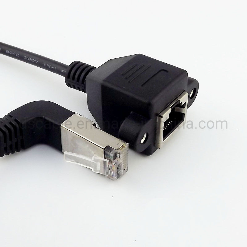 Right Angle RJ45 LAN Cable Male to Female Extension Cable