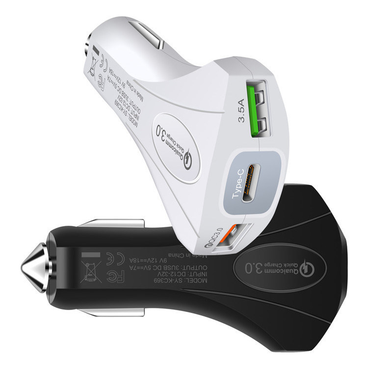 Car Charger QC 3.0 Fast Charger 3A Dual Port USB Charger