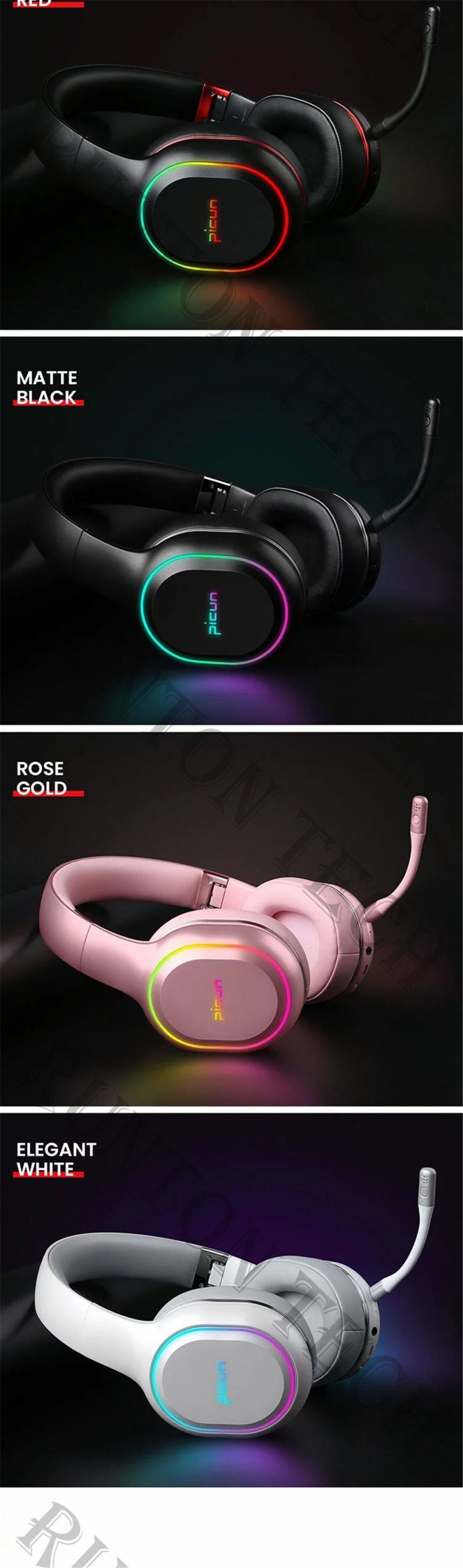 High Quality Picun P80s Colourful Music Custom Gaming Headset Wireless Headphone