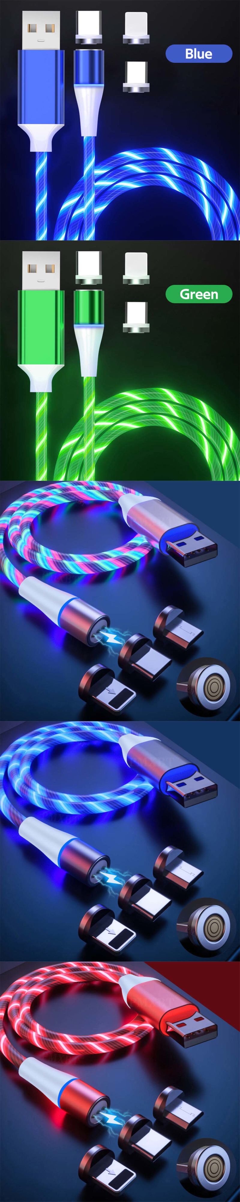 Rt-Mc7 3A LED Light USB Data Magnetic Fast Charging Cable