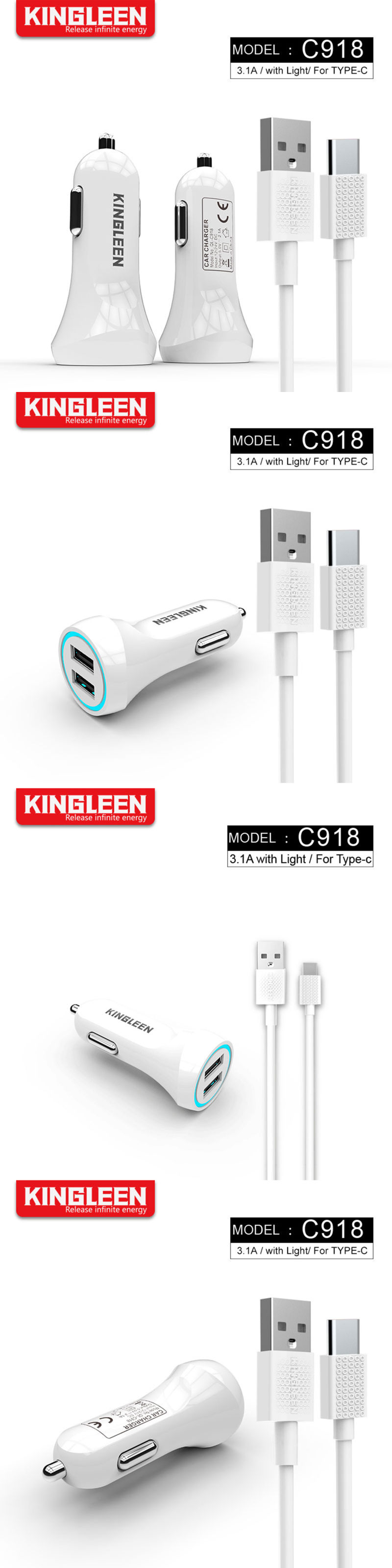 Dual-Port USB Car Charger for Apple & Android Devices 3.1A