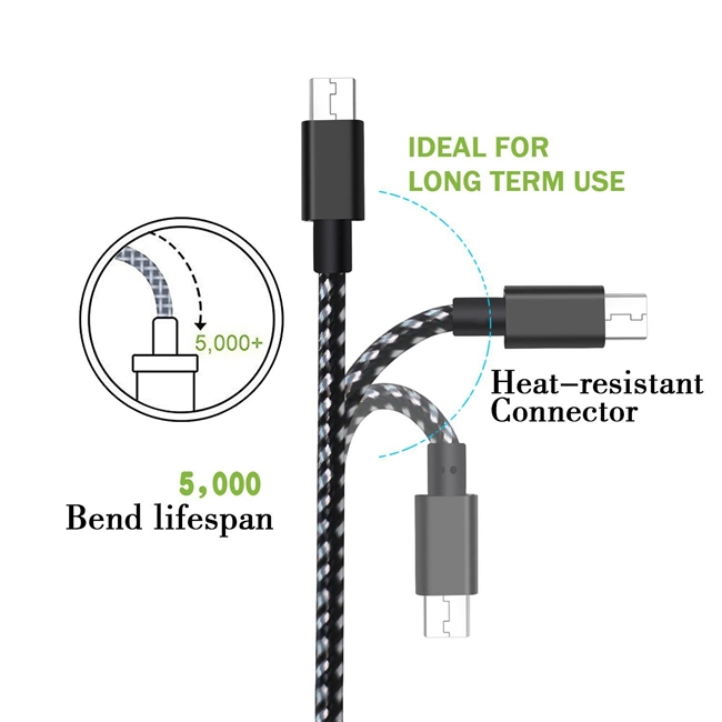 Nylon Braided iPhone iPad Charger USB Data Sync Cable