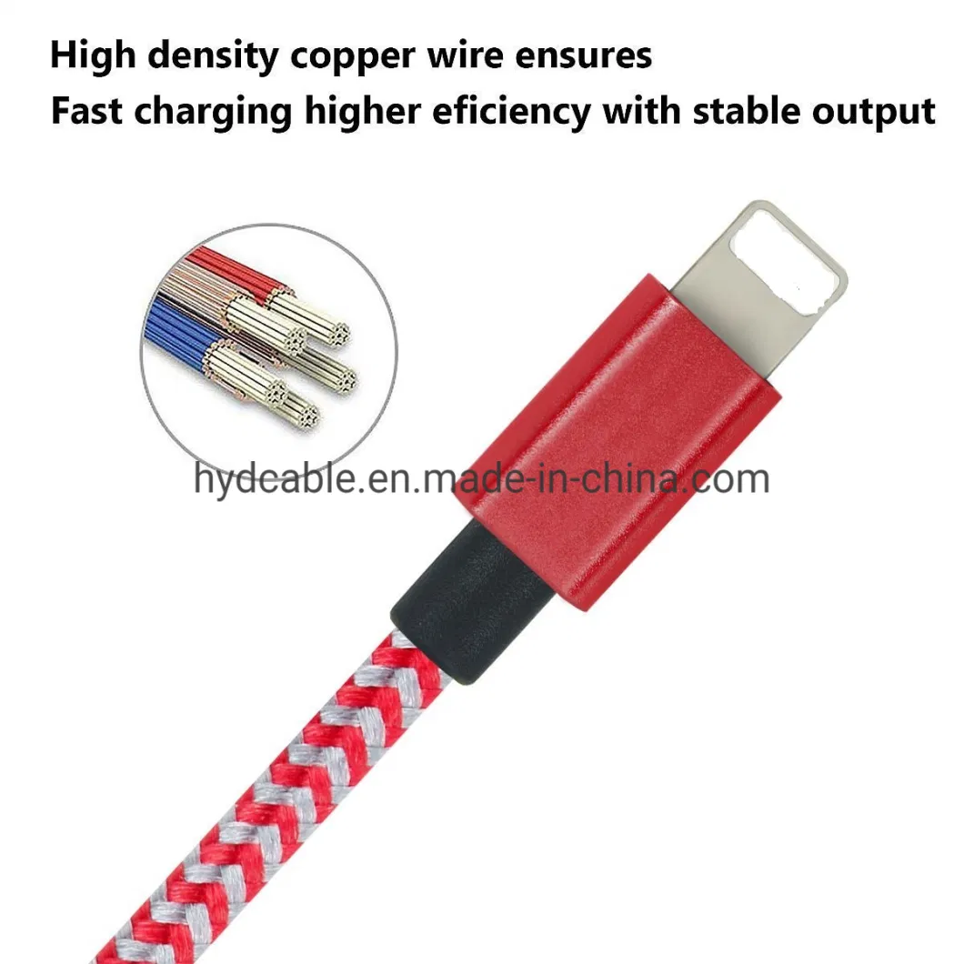 Braided Nylon Fast Charging Lightning USB Cable for iPhone X and iPad