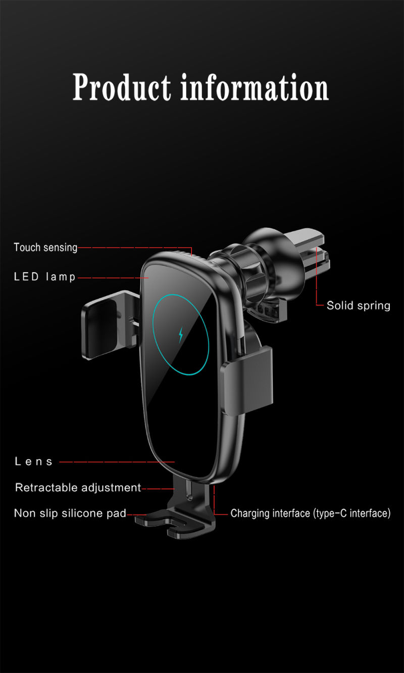 Car Wireless Charger Fast Charger Qi 10W Car Mount Holder Wireless Charger